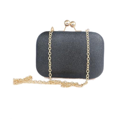 COMPUKAS Damen Mini Clutch Kette Umhängetasche Schwarz Kleine Abendtasche Für Hochzeit Party Bankett Mit Tragbarer Kapazität Für Handy Geldbörse Karten von COMPUKAS