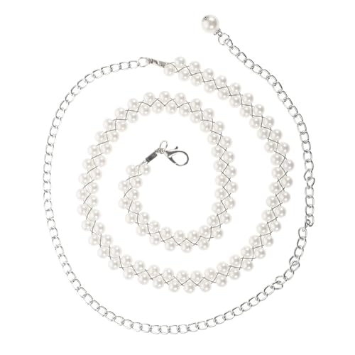 COMPUKAS Damen Taillen Kette mit Imitationsperlen Verstellbare Metall Bauch Kette für Frauen für Kleider Mode Outfits Glänzend Perfektes Accessoire von COMPUKAS