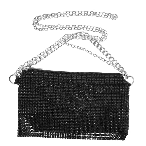 COMPUKAS Damen Umhängetasche mit Kette Vintage Crossbody Bag Handtasche Tragbar Leicht und Vielseitig für Alltag und Party in Schwarz von COMPUKAS
