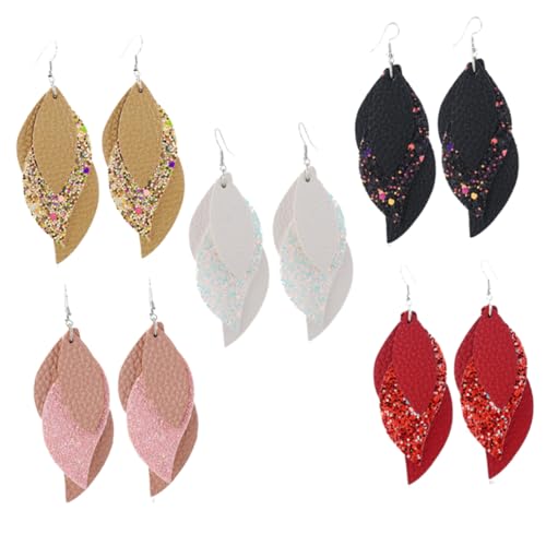 COMPUKAS Dreischichtige Rosa Ohrringe mit Pailletten Ohrhänger für Damen Auffälliger Schmuck für Partys Alltag und Besondere Anlässe von COMPUKAS