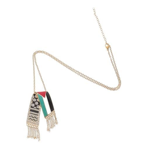 COMPUKAS Edelstahl Palästina Flagge Halskette Unisex Kreatives Design Langlebiges Schmuckstück Vielseitig Tragbar Für Damen Herren von COMPUKAS