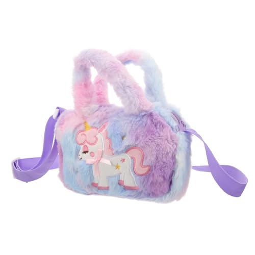 COMPUKAS Einhorn Plüsch Umhängetasche Verstellbar Niedlich Cartoon Crossbody Purse für Mädchen Tasche mit Viel Stauraum und Klassischem Design in Tie dye Violett von COMPUKAS