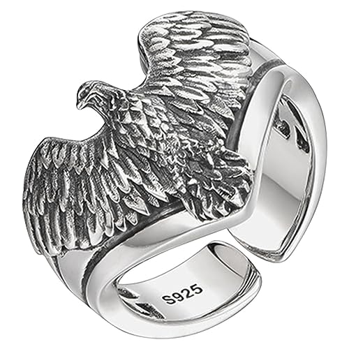 COMPUKAS Adlerring Offener Ring Metallring Für Damen Mädchen Vintage Stil Fingerring Ringdekor Ringschmuck Verstellbar Brandname von COMPUKAS