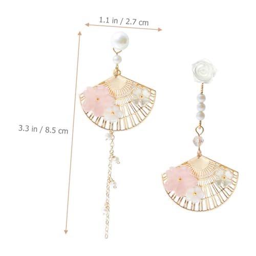 COMPUKAS Elegante Damen Ohrhänger Blumenform Perlen Tropfen Ohrringe Stilvoller Ohrschmuck für Alltag und Festlichkeiten Modisch Leicht und Stilvoll von COMPUKAS