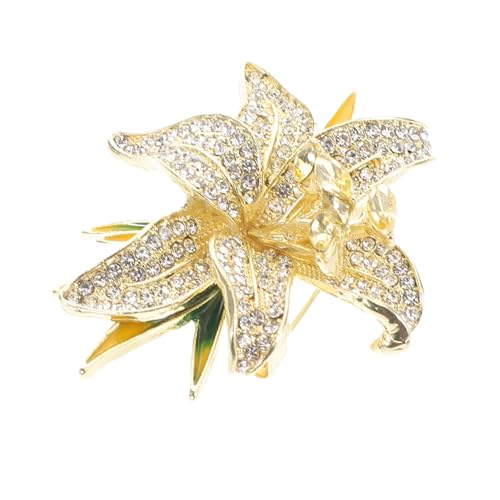 COMPUKAS Elegante Lilienblüten Brosche mit Funkelnden Kristallen Stilvolles Accessoire für Damen Vielseitiger Ansteckpin für Kleider Anzüge Schals und Festliche Anlässe Handgefertigt und von COMPUKAS