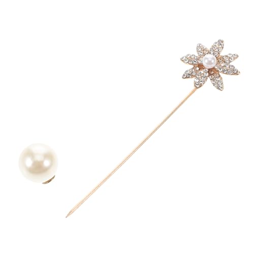 COMPUKAS Elegante Perlen brosche Anstecknadel aus Strasslegierung Modische Blumen stecknadel für Damen und Herren Stabile für Anzug Mantel Schal Vielseitiges Schmuck accessoire von COMPUKAS