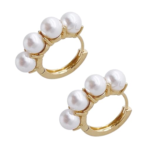 COMPUKAS Elegante Perlenohrringe Damen Alloy Creolen Leicht Ohrschmuck Alltags Schmuck Geschenk für Frauen Mädchen von COMPUKAS