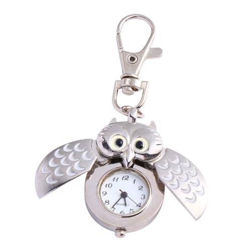 COMPUKAS Eulen-Form Taschenuhr Mit Mond Design Cartoon Owl Pocket Watch Schlüsselanhänger Aus Hochwertigem Material Batteriebetrieben Für Präzise Zeitmessung von COMPUKAS