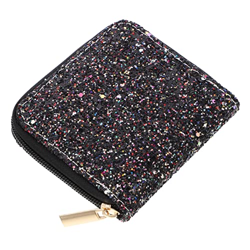COMPUKAS Fashion Glitzer Geldbörse Damen Kurzformat Zipper Purse für Frauen Tragbare Mini Aufbewahrungstasche für Schule Shopping Arbeit und Freizeit Langlebiges Material Silber von COMPUKAS