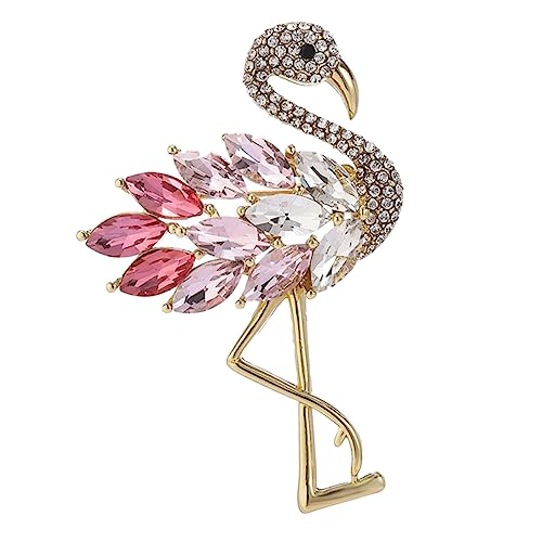 COMPUKAS Flamingo Brosche Pin Dekorativer Ansteckclip für Damen Funkelnde Brosche für Kleidung Taschen Hüte Exquisites für Besondere Anlässe Hochwertige von COMPUKAS