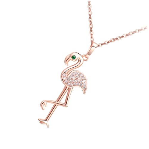 COMPUKAS Flamingo Halskette Roségold Anhänger Modisch Leicht Damen Schmuck für Party Alltag von COMPUKAS