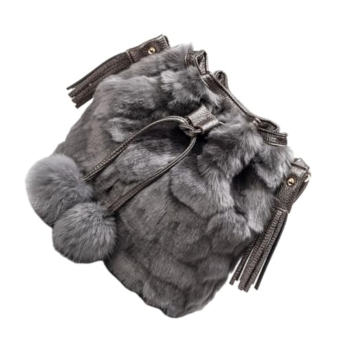 COMPUKAS Fluffy Bucket Bag Damen Handtasche aus Weichem Material Modische Umhängetasche mit Kordelzug Geräumig für Alltag Shopping und Party Stilvoll in Hellem Plüschig und zu Tragen von COMPUKAS