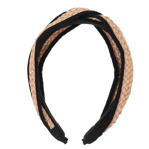 COMPUKAS Geflochtenes Haarband Damen Elegant Leichtes Stirnband aus Raffia Form Schwarzer Rand Komfortabel Hautfreundlich Modisches Haarschmuck für Mädchen Urlaub von COMPUKAS