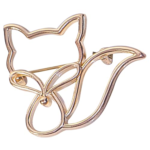 COMPUKAS Goldfarbene Filigrane Fox Brosche Anstecknadel für Kleidung Schals und Anzüge Hochwertige Metall Brosche für Besondere Anlässe und von COMPUKAS