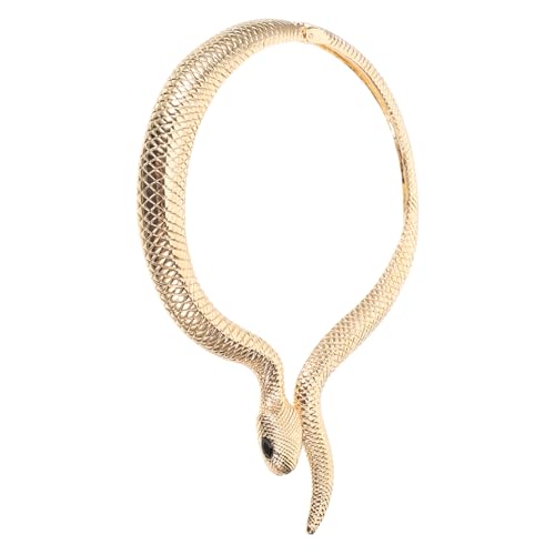 COMPUKAS Goldfarbene Schlangen Halskette Auffälliger Bib Choker aus Robustem Legierungs Material Hautfreundlich und Langlebig für Damenpartys und Tägliche Stylische Outfits von COMPUKAS