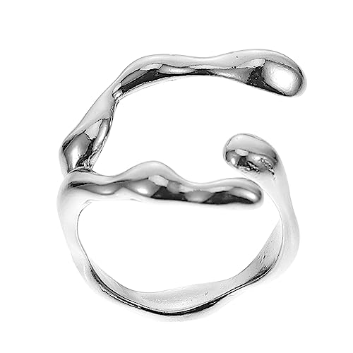 COMPUKAS Verstellbarer Offener Silberring Für Damen Und Herren Persönlicher Finger-ring Mit Glänzender Oberfläche Und Anpassungsfähigkeit Für Jeden Anlass von COMPUKAS