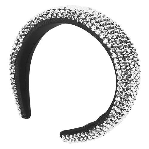 COMPUKAS Haarband für Damen Breiter Retro Haarschmuck mit Funkelnden Strasssteinen für Hochzeiten und Besondere Anlässe Silberfarben Leicht und Bequem von COMPUKAS