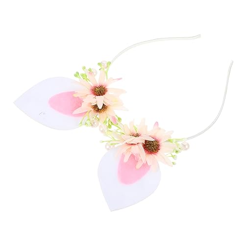 COMPUKAS Haarreif mit Süßen Hasenohren und Blumen Leichtes Glattes Stirnband Modisches Haarschmuck Accessoire für Party Kostüm und Alltag Sicherer und Bequemer Kopfschmuck von COMPUKAS