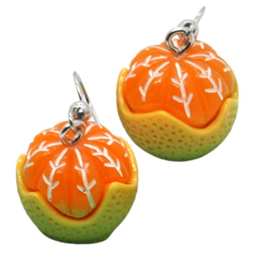 COMPUKAS Orangefarbene Ohrringe Mit Fruchtdesign Aus Harz Modischer Ohrschmuck Für Damen Und Mädchen Attraktiver Schmuck Mit Simulierten Früchten von COMPUKAS