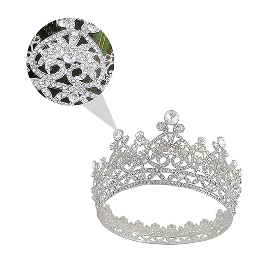 COMPUKAS Handgefertigte Brautkrone Haarschmuck Silber Barocke Rundkrone Elegant Hochzeit Stirnband für Frauen Festliche Anlässe von COMPUKAS