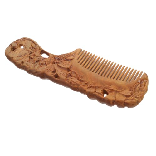 COMPUKAS Handgefertigter Sandelholz Kamm mit Feinen Zähnen Tragbarer Ergonomischer Haarkamm mit Natürlichem Duft Antistatisch Dekorativ mit Schmetterlings Blumen Gravur für Damen von COMPUKAS