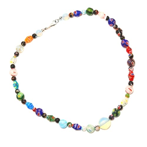 COMPUKAS Glas Halskette Damen Schmuck Mit Glasperlen Opal Für Frauen Mädchen Geschenk Handgemacht von COMPUKAS
