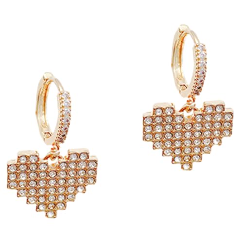 COMPUKAS Herzförmige Damen Ohrhänger mit Funkelnden Zirkonia Modische Drop Earrings Langlebig Hautfreundlich Geschenkidee für Frauen und Mädchen Vielseitig Kombinierbar von COMPUKAS