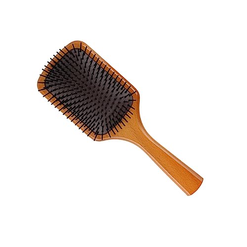 COMPUKAS Holz Haarbürste mit Luftkissentechnik Kopfhautmassage und Entwirrung Rutschfester Griff Nylonstifte für Sanfte Massage für Frauen und Mädchen zur und Styling von COMPUKAS