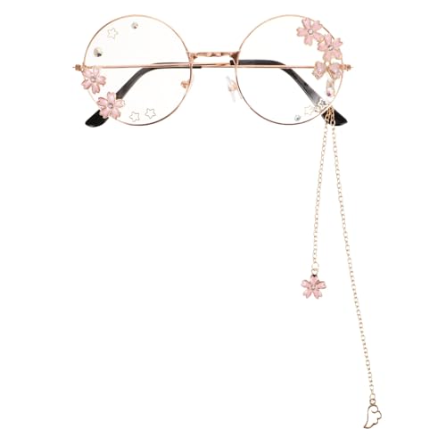 COMPUKAS Kawaii Brille mit Kirschblüten Flügel Anhänger Leichtes Cosplay Party Accessoire Stilvolle Niedliche Brillen für Erwachsene Robustes Design für Alltag und Veranstaltungen von COMPUKAS