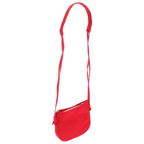 COMPUKAS Kleine Schultertasche mit Verstellbarem Riemen Rotes Nylon Polyester Material Eleganter Schleifen Praktische Innentasche mit Reißverschluss Stilvolle Umhängetasche für Damen von COMPUKAS
