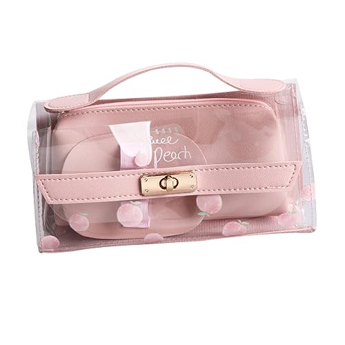 COMPUKAS Kreatives Transparentes Federmäppchen Große Kapazität Tragbare Schreibwarentasche Waschbar Kosmetiktasche Für Kinder Und Frauen (pink) von COMPUKAS