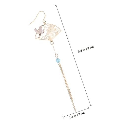 COMPUKAS Lange Quasten Ohrringe Damen Fan Form Hohle Tropfen Ohrschmuck Chinesischer Stil Elegant für Mädchen und Frauen von COMPUKAS