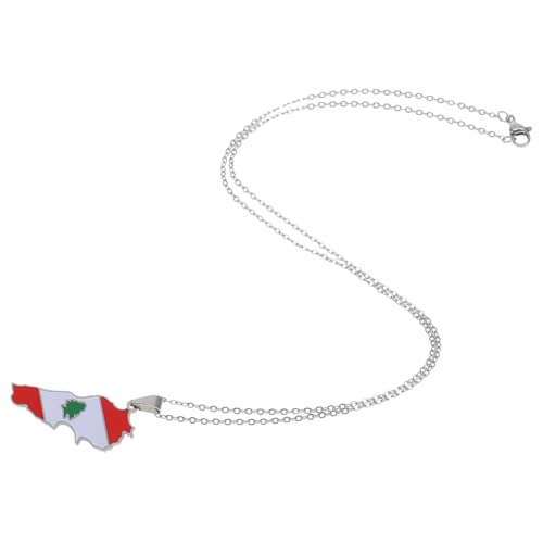 COMPUKAS Lebanon Flag Anhänger Halskette aus Titanstahl Robuste Landkarte und Flagge Schmuck für Damen und Herren Komfortabler Sitz Vielseitig Kombinierbar Modisches von COMPUKAS