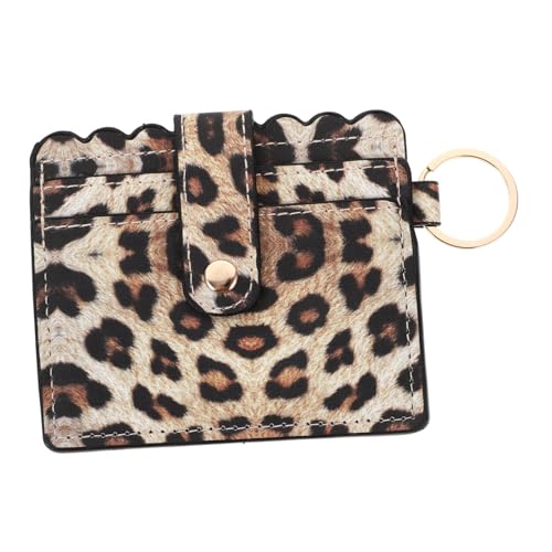COMPUKAS Leopard Muster Kartenetui Damen Klein Kreditkartenhalter PU Geldbörse mit Knopfverschluss Kompakt Leicht für Reisen und Alltag von COMPUKAS