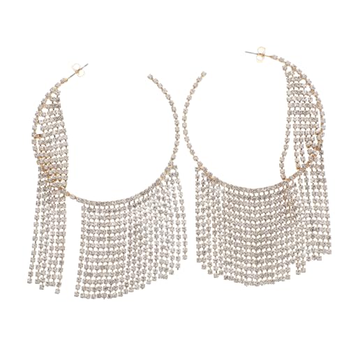 COMPUKAS Runde Ohrringe Für Damen Mit Kristallquaste Funkelnde Baumelnde Ohrringe Mit Strasssteinen Lange Statement-ohrringe Für Hochzeit Und Party von COMPUKAS