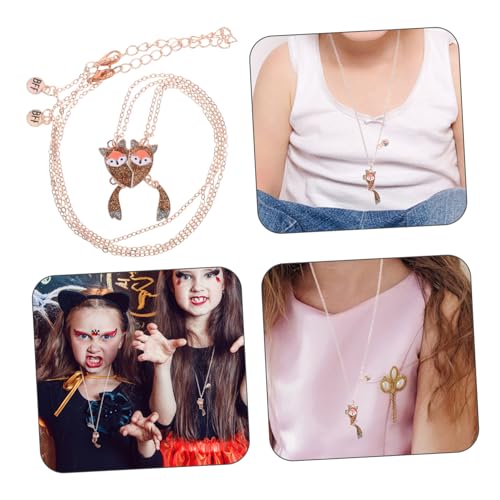 COMPUKAS Magnetische Fuchshalskette mit Herzpuzzle Süße Freundschaftskette für Mädchen Leichter Sicherer Schmuck mit Magnetverschluss für Freundinnen Alltagsschmuck von COMPUKAS