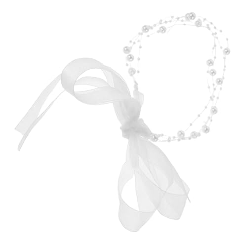COMPUKAS Perlen-haarband Mit Spitzenband Mehrschichtiges Design Für Brautschmuck Elegante Perlenkette Haarschmuck Für Hochzeit Und Urlaub Leicht Und Komfortabel von COMPUKAS
