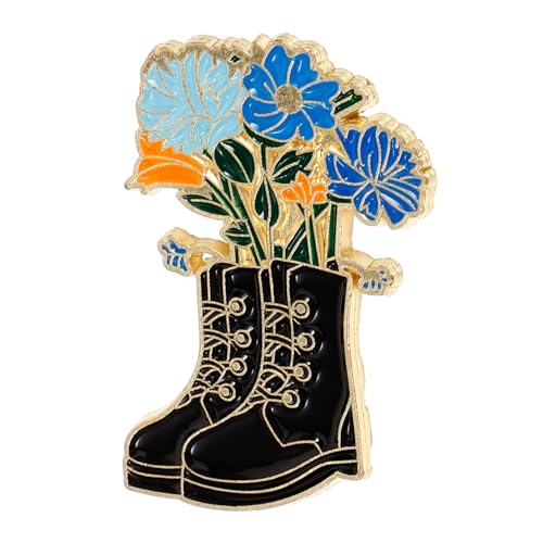 COMPUKAS Metall Brosche Damen Stiefel Blumen Design Anstecknadel für Kleidung Schal Tasche Langlebig Farbbeständig Sicherer Halt Modisches Accessoire für Pullover Hemden Geschenkidee von COMPUKAS