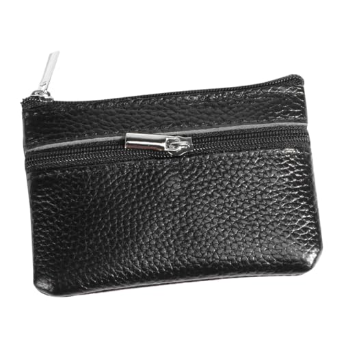 COMPUKAS Mini Geldbörse Damen Multifunktional Leichter PU Geldbeutel mit Reißverschluss Kompakt für Münzen Karten Schlüssel Modisch Kleine Tasche für Alltag und Reisen Schwarz von COMPUKAS