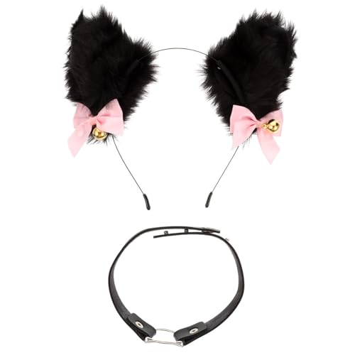 COMPUKAS Modisches Katzenohren Haarreif und Choker Set Dekoratives Cosplay Accessoire für Party Leichtes Sicheres Material Besonderes für Festlichkeiten von COMPUKAS