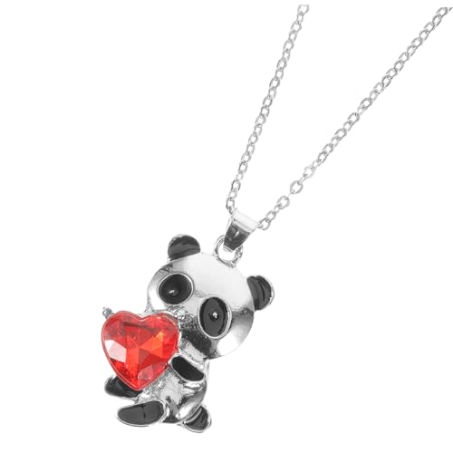COMPUKAS Niedliche Panda Halskette mit Herzanhänger Leichte Legierung Hautfreundlich Verstellbare Kette für Frauen Mädchen Perfektes zum Muttertag Modischer Tier Schmuck für Alltag und von COMPUKAS