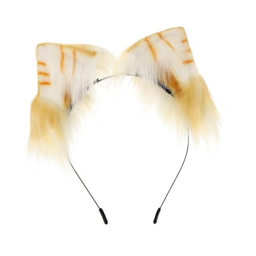 COMPUKAS Niedlicher Katzenohren Haarreif Orange Cosplay Haarband mit Hoher Elastizität Strapazierfähiges Partyzubehör für Mädchen und Erwachsene Bequem und Langlebig Geeignet für Halloween von COMPUKAS
