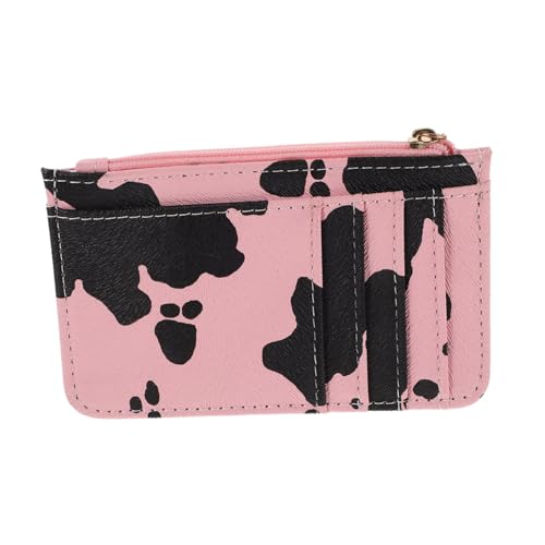 COMPUKAS PU Kartenhalter Damen Geldbörse mit Kuhmuster Schlüsselanhänger Münzfach Kompakt Leicht Strapazierfähig für Shopping Reisen von COMPUKAS