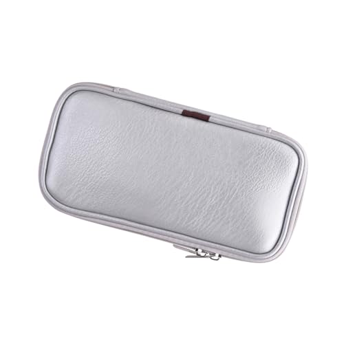 COMPUKAS PU Leder Kosmetiktasche mit Reißverschluss Reise Make Up Pinselhalter Leichter und Kompakter Organizer Geräumiges Schminkpinsel Etui in Silber Praktische Kosmetikpouch für Damen von COMPUKAS