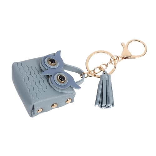 COMPUKAS PU Mini Münzbeutel mit Eulen Design Süße Geldbörse als Schlüsselanhänger und Rucksackanhänger Praktisches Portemonnaie für Damen zur Aufbewahrung von Kleingeld Blau von COMPUKAS