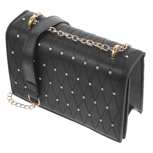 COMPUKAS PU Rivet Crossbody Bag Damen Schultertasche Modisch Leicht Kompakt Vielseitig für Shopping Alltag und Party Schwarz von COMPUKAS