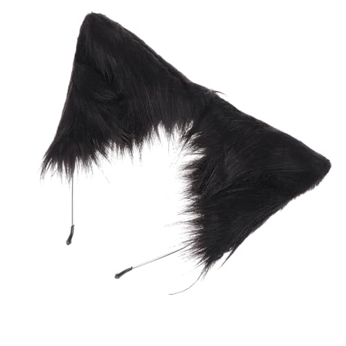 COMPUKAS Plüsch Tierohren Haarreifen Damen Karneval Haarband Party Kopfschmuck Schwarzer Fuchsohr Stirnband für Festival Cosplay von COMPUKAS