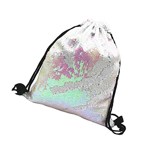 COMPUKAS Reversible Polyester Sequin Drawstring Bag Langlebiger String Backpack für Schmuck Kosmetik Geschenke Vielseitiger Aufbewahrungssack für Schule Arbeit Shopping von COMPUKAS