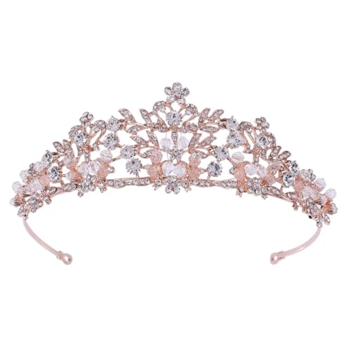 COMPUKAS Rhinestone Braut Haarreif Roségold Hochzeitskopfschmuck Glänzendes Stirnband für Brautjungfern Bachelorette Bridal Headpiece von COMPUKAS