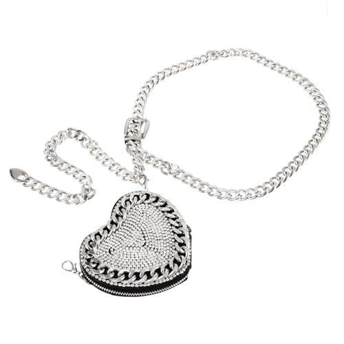 COMPUKAS Rhinestone Mini Waist Chain Bag Damen Glänzende Bauchtasche Elegant Funkelnde Strass Dekoration für Party Shopping Reise Kleine Umhängetasche von COMPUKAS